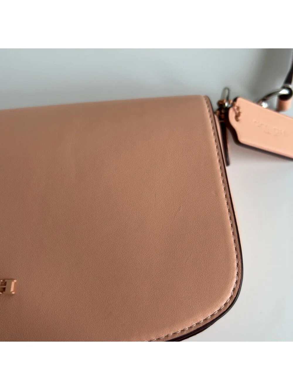 Coach Andrea Shoulder Bag Faded Blush Peach Smooth Leather Flap CT768